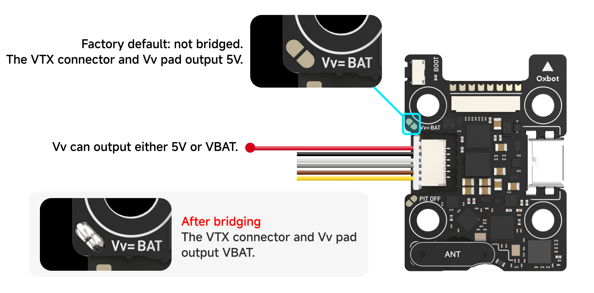 VTX power selection 5V and BAT